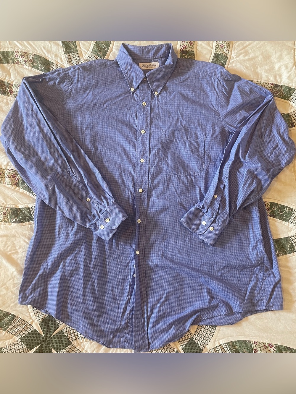 Brooks Brothers Button-Down Shirt in Blue White Checkered 17 1/2 - 34/35 XL